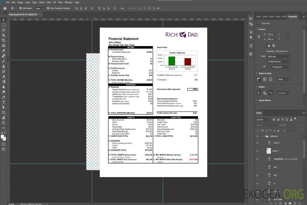Relevé bancaire USA Rich Dad Modèle Word et PDF scr template Relevé bancaire USA Rich Dad Modèle Word et PDF scr template